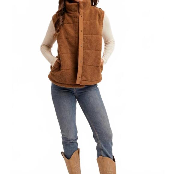 HEM & THREAD Jackets & Blazers - NEW HEM & THREAD kristine teddy puff vest in mocha